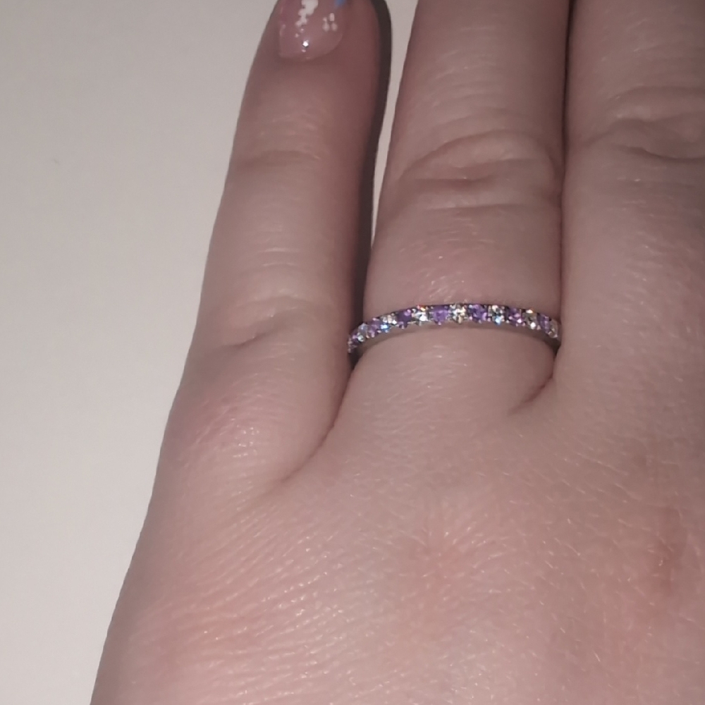 Blue Nile Platinum Diamond Amethyst Ring Size 7